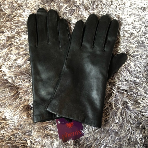 Phenix Accessories - Phenix Black Cashmere Lined Leather Gloves